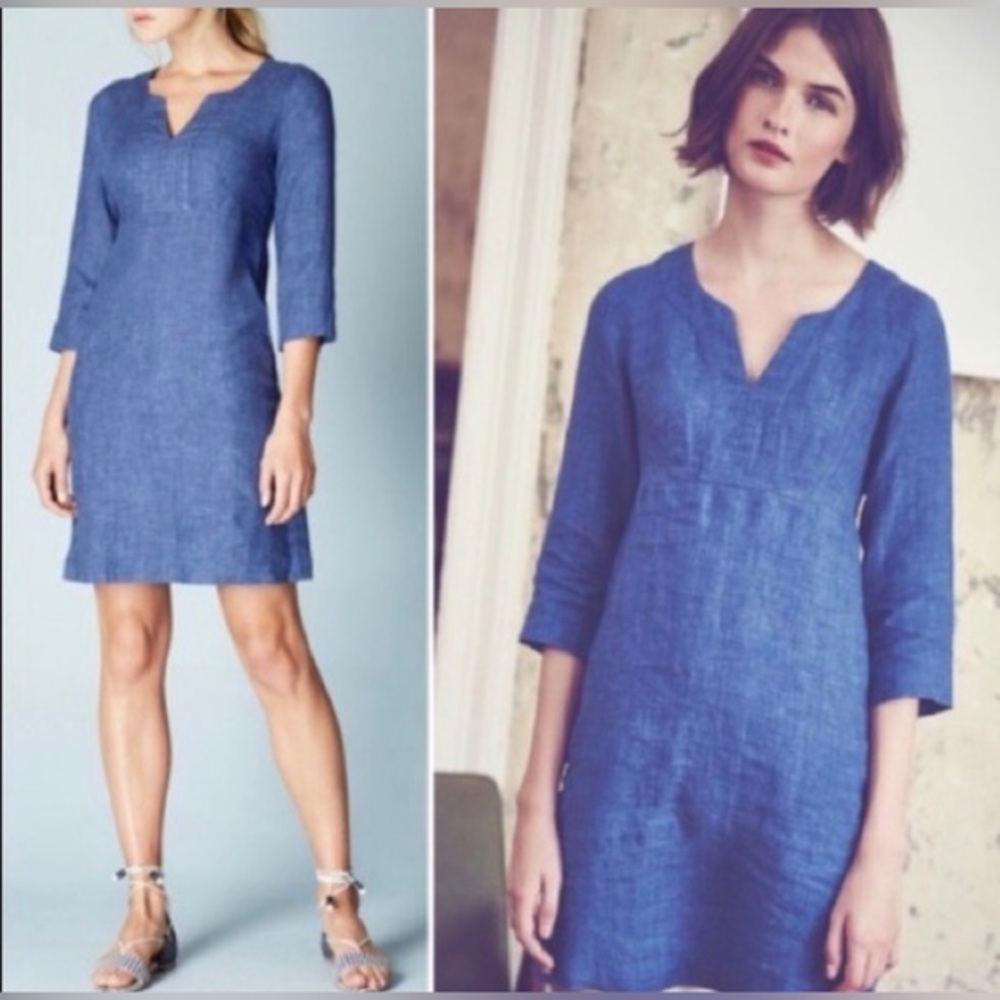 Boden Blue Linen Women's Dress